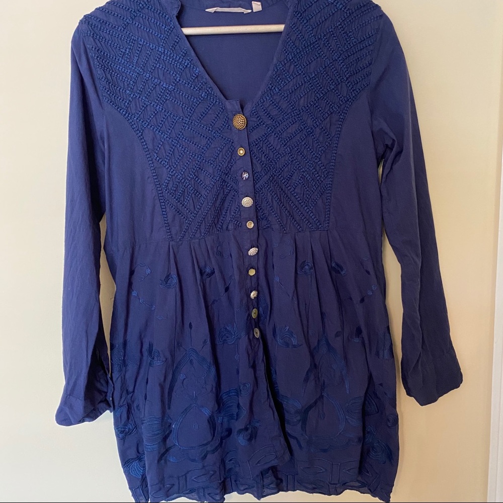 Soft Surroundings Embroidered Mixed Button Tunic